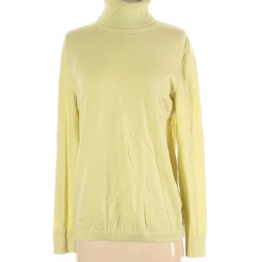 Lafayette 148 M yellow green turtleneck sweater